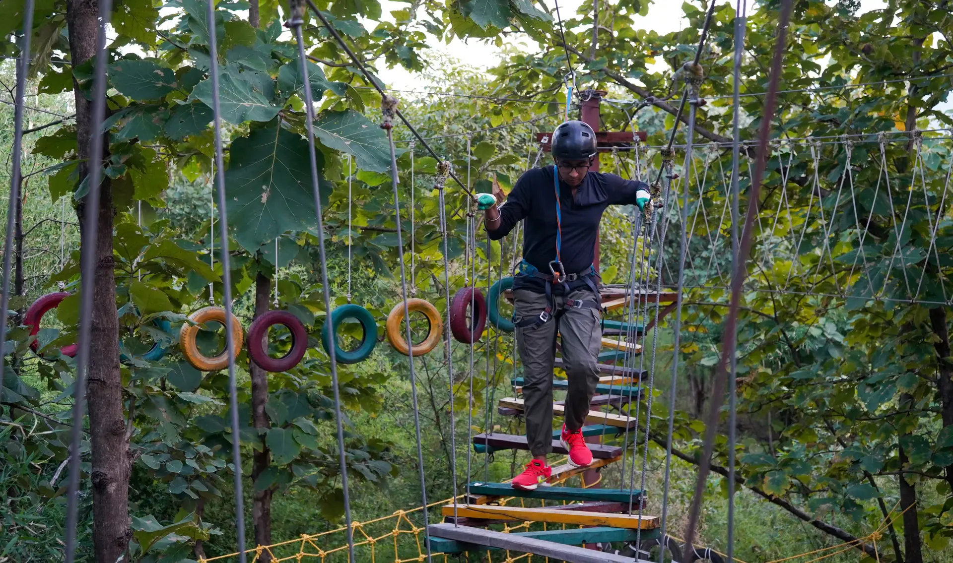 outdoor adventure obstacles madhuban eco retreat bhopal